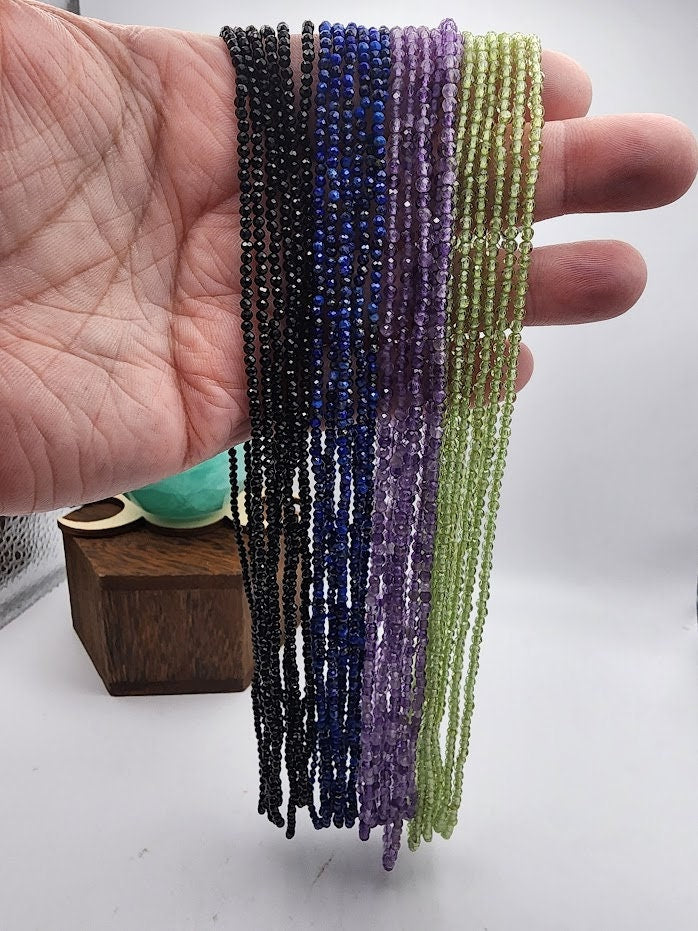 Natural Crystal Necklace | 2mm Faceted 16" with 2" Extension