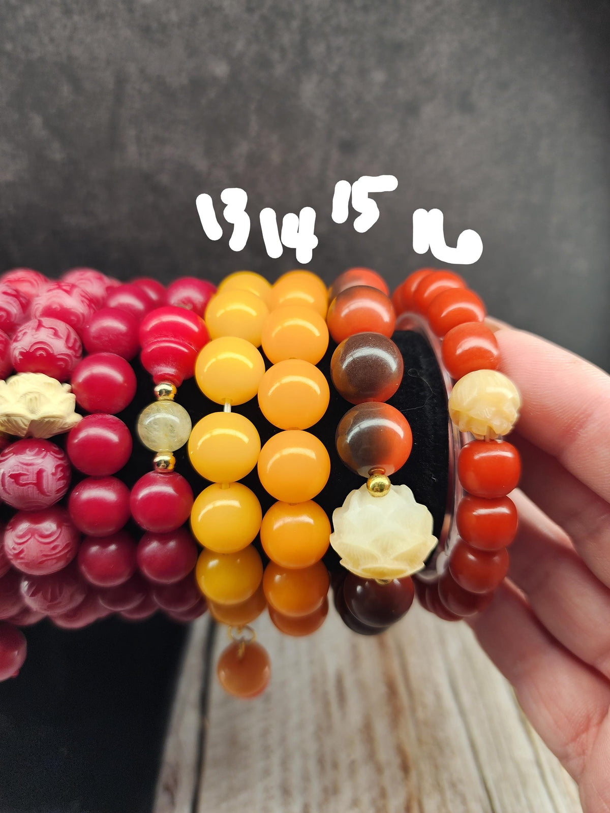 Natural Bodhi Seed Stretch Bracelet | Red & Orange
