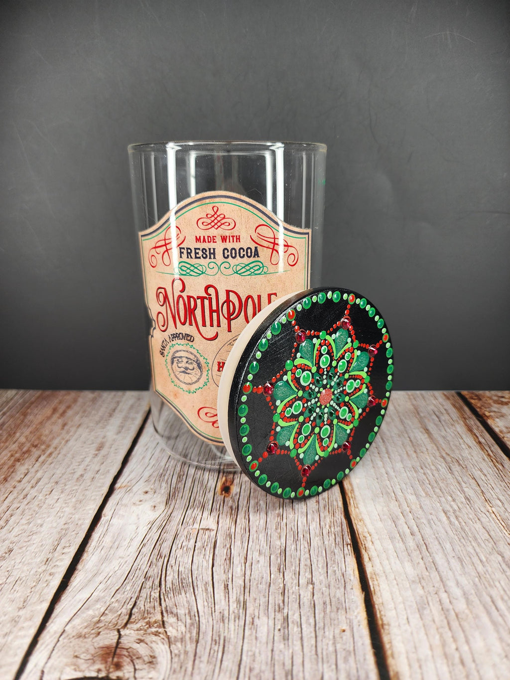 Traditional Christmas Glass Mandala Stash Jar