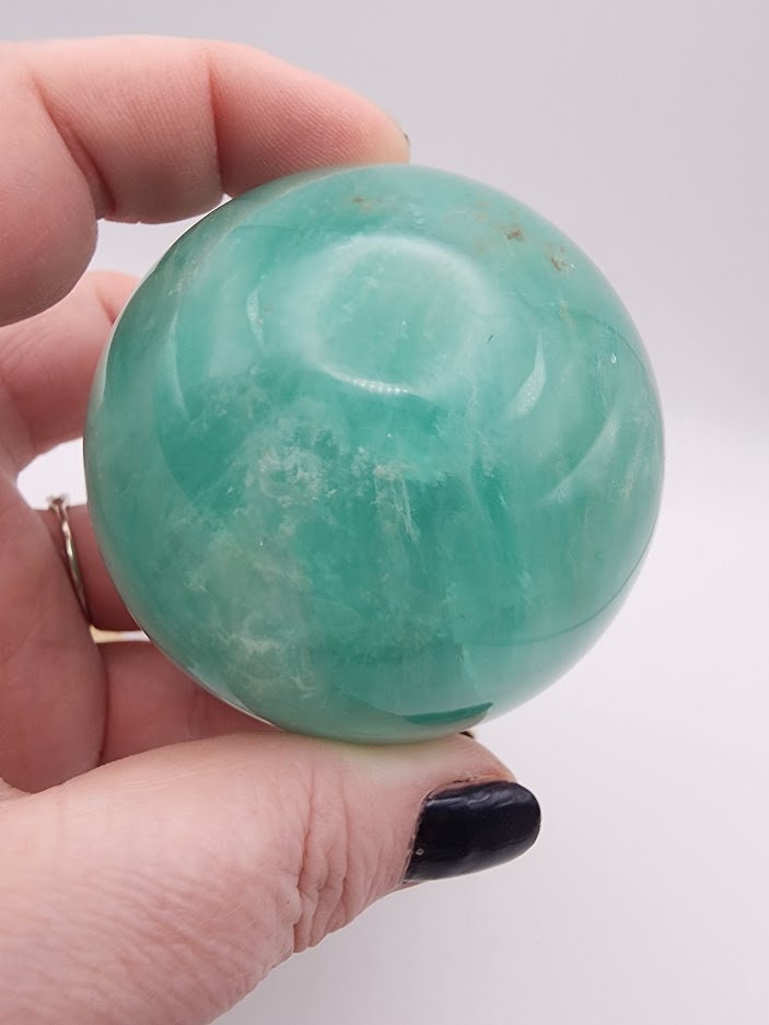 Large Vibrant Teal Green Natural Fluorite Sphere