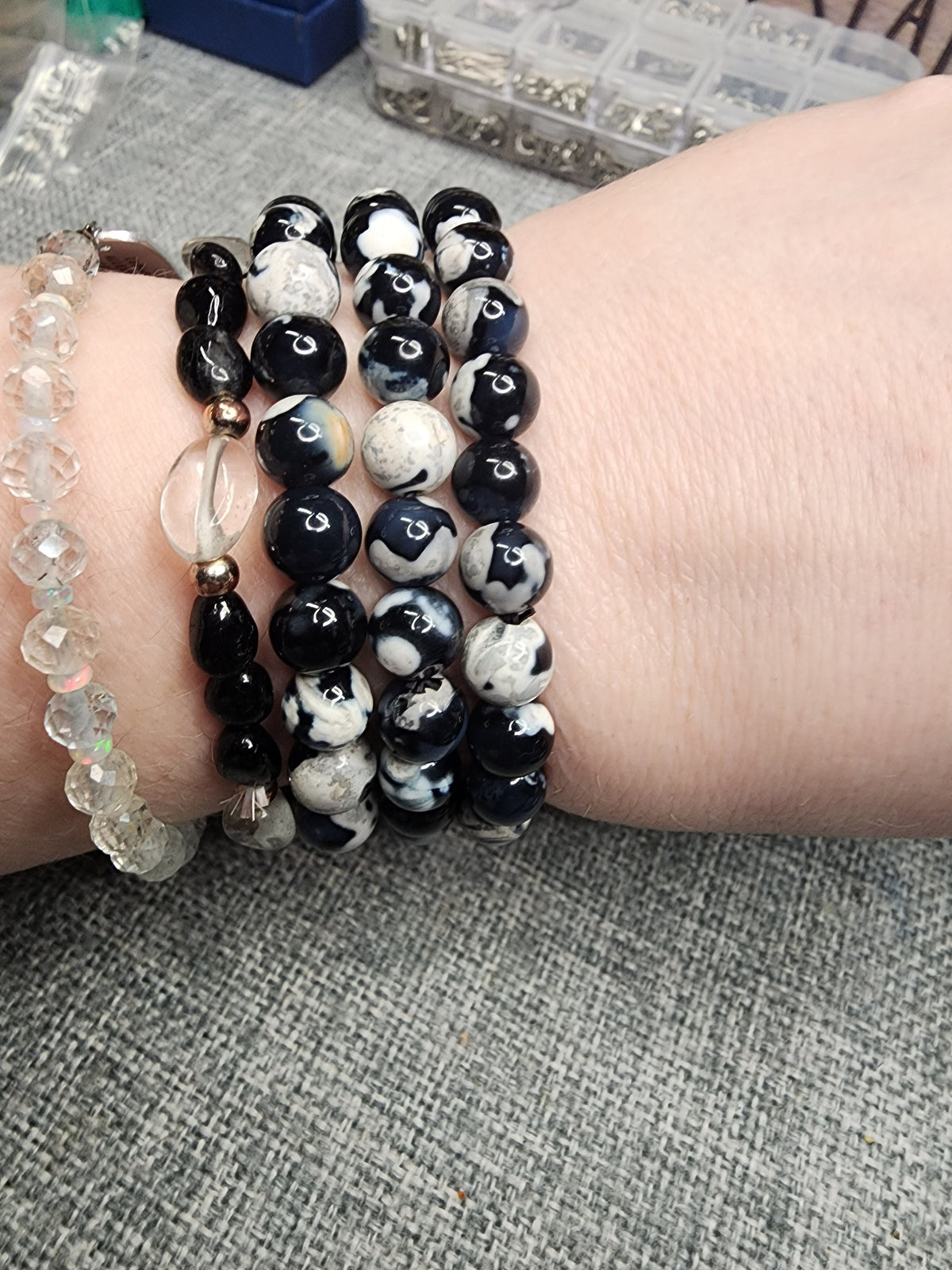 Natural Orca Agate 8mm Stretch Bracelet