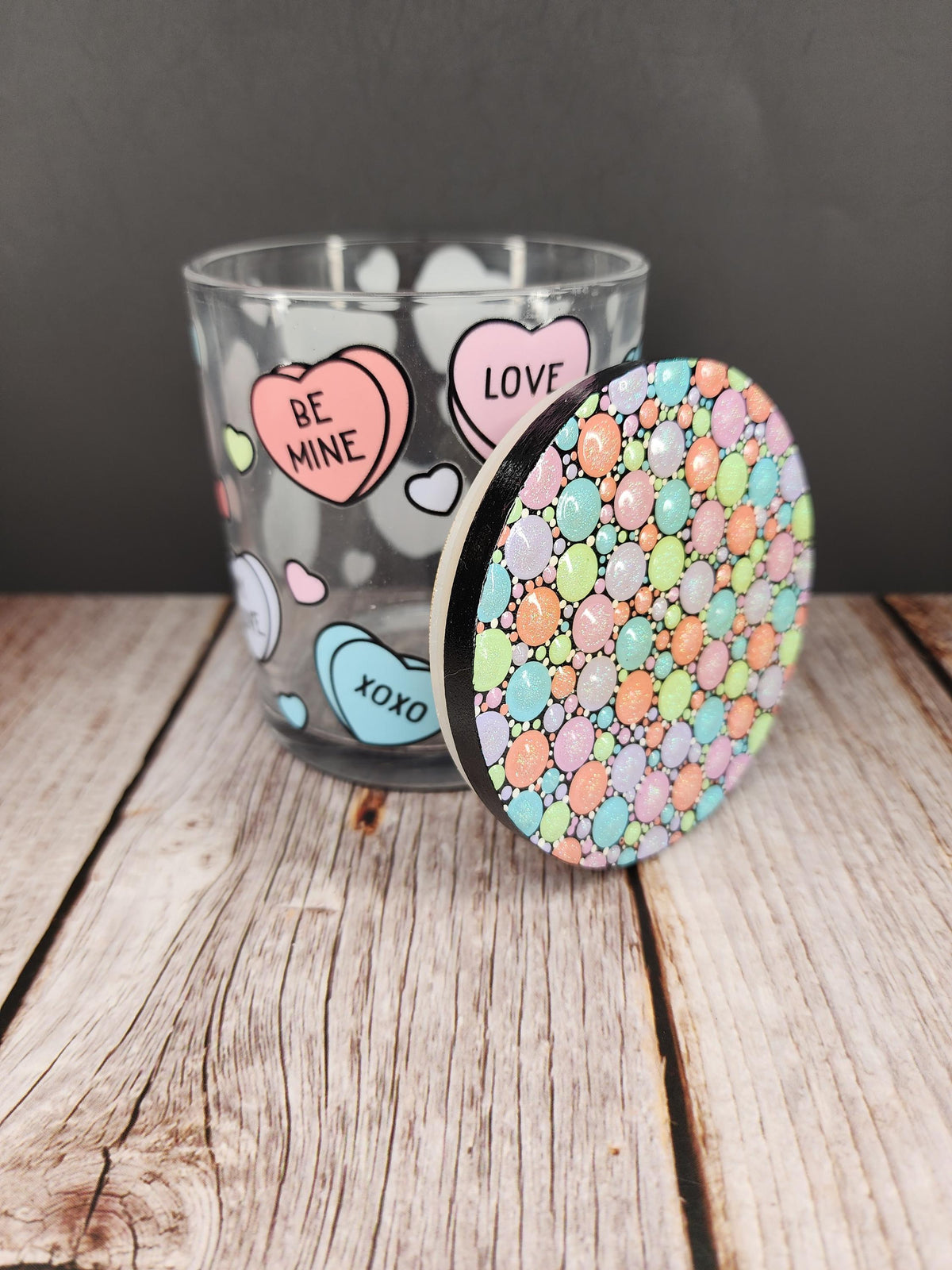 Pastel Love Hearts Dot Art Stash Jar