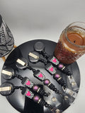 Hot Pink Heart Cheetah Print & Coffee Cup Retractable Badge Reel