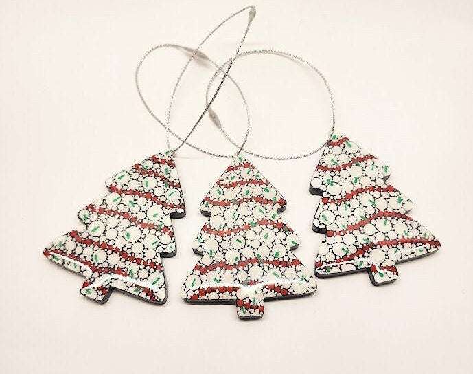 Holiday Snack Cake Tree Wood Ornament | Hand Painted
