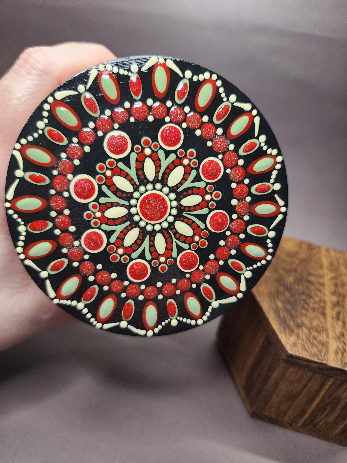 Red Mushrooms Mandala Stash Jar