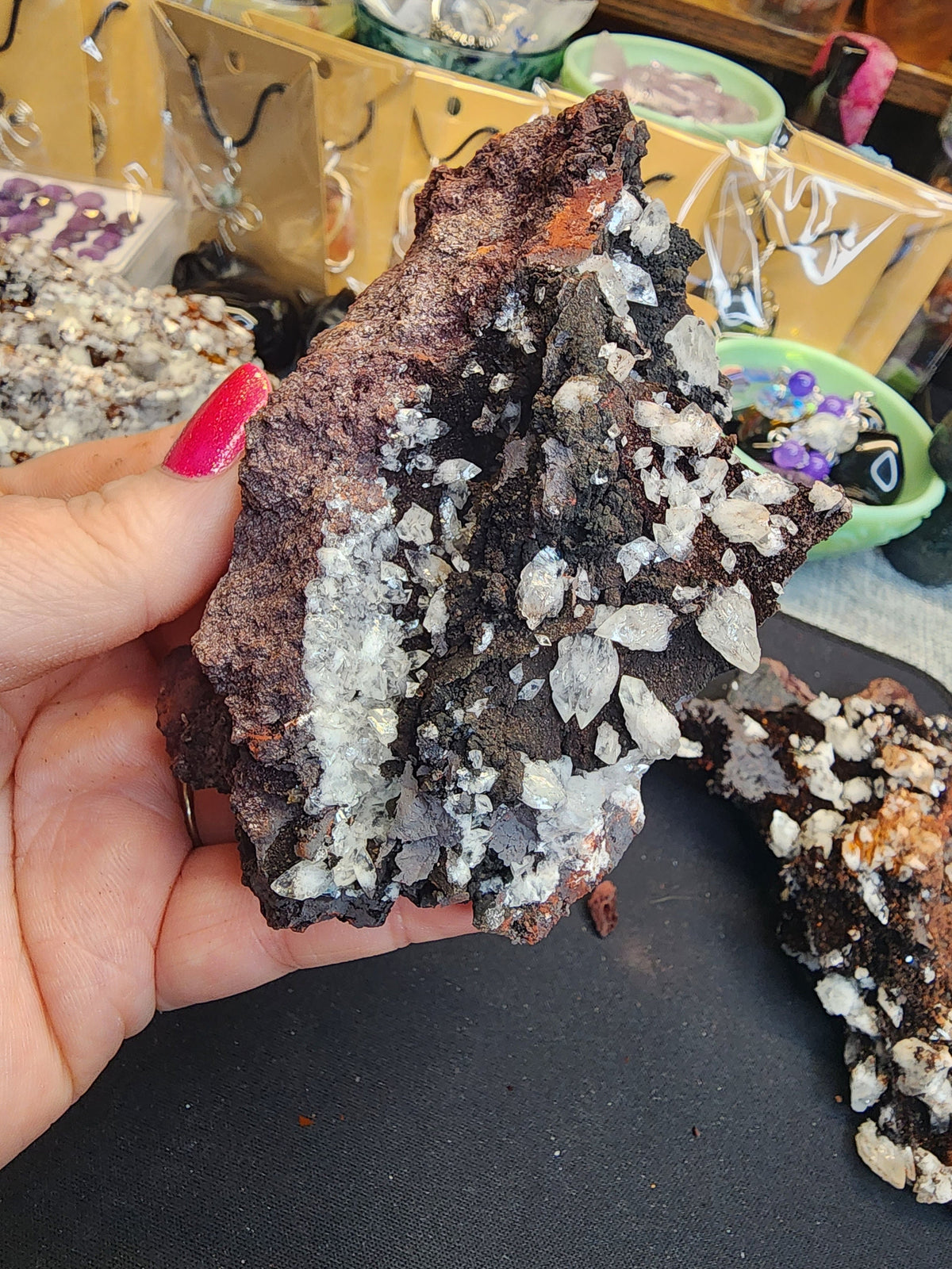 Diamond Calcite with Hematite on Matrix Specimens