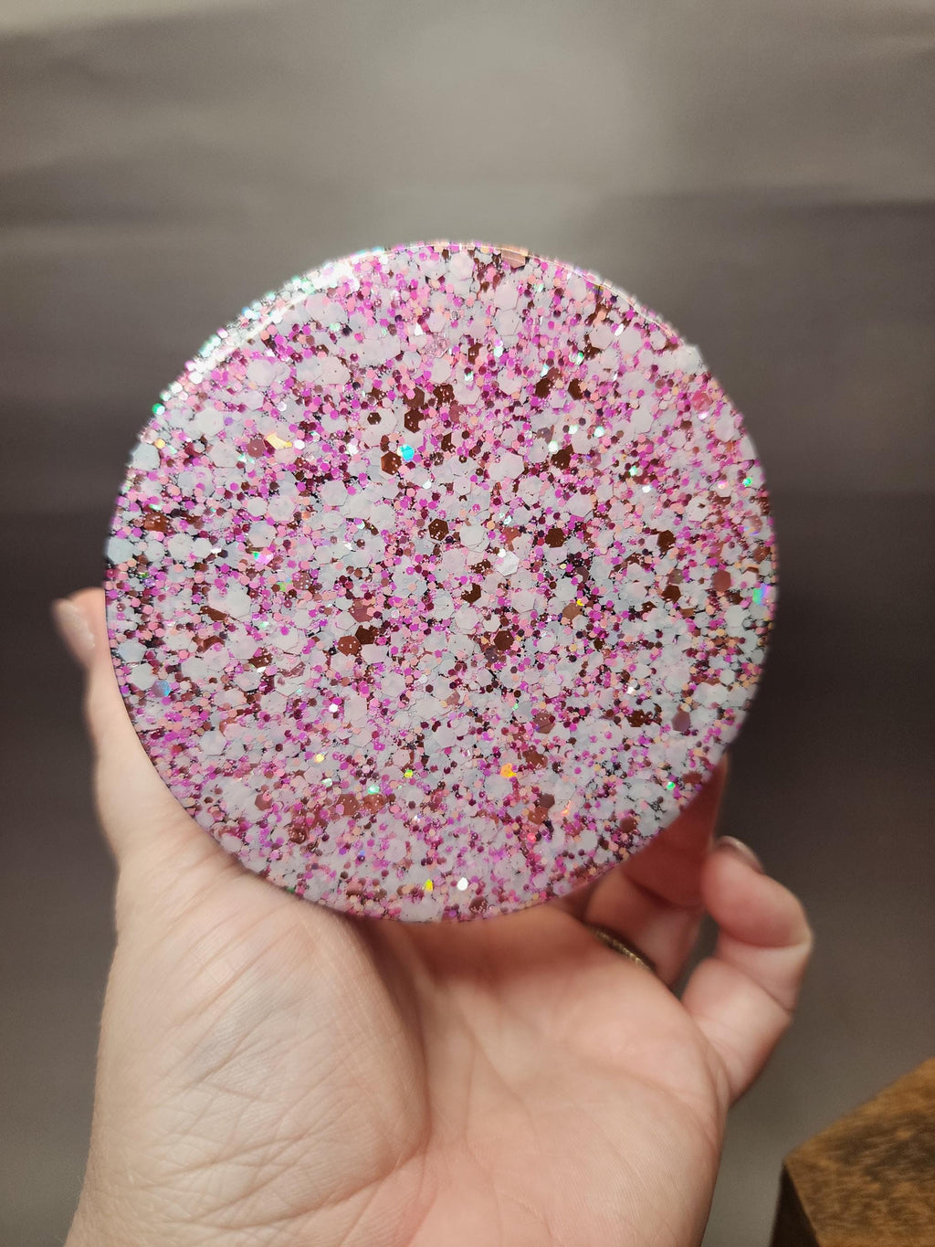 Pink Donut Hearts Glitter Stash Jar