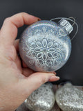 Rose Golds & Silvers - Hand Painted Mandala Glitter Ornament | Shatter Proof & Pet Friendly