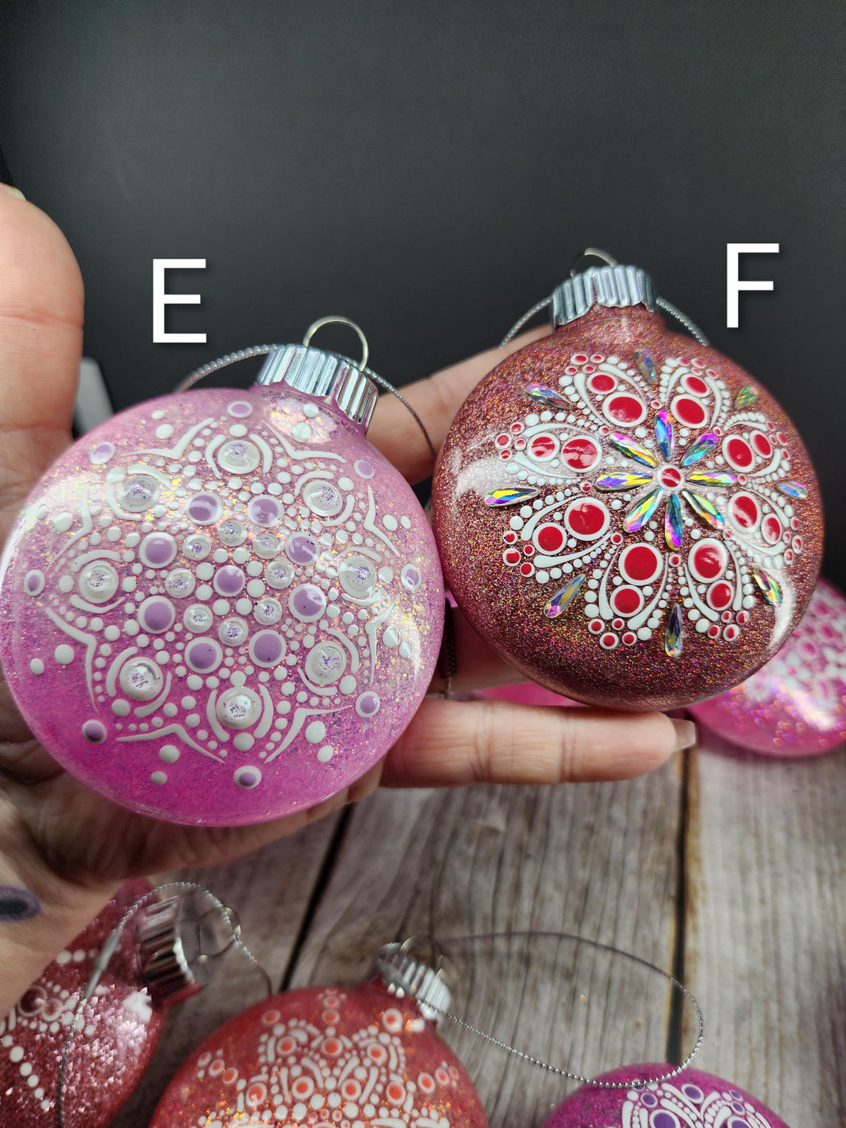 Pinks - Hand Painted Mandala Glitter Ornament | Shatter Proof & Pet Friendly