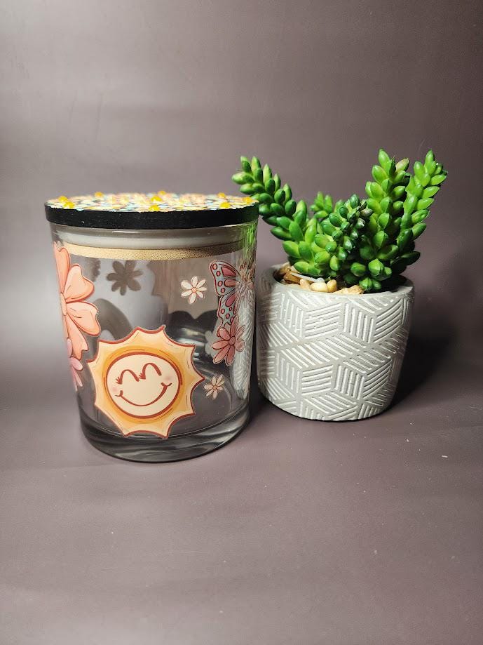 Floral Sun Mandala Stash Jar