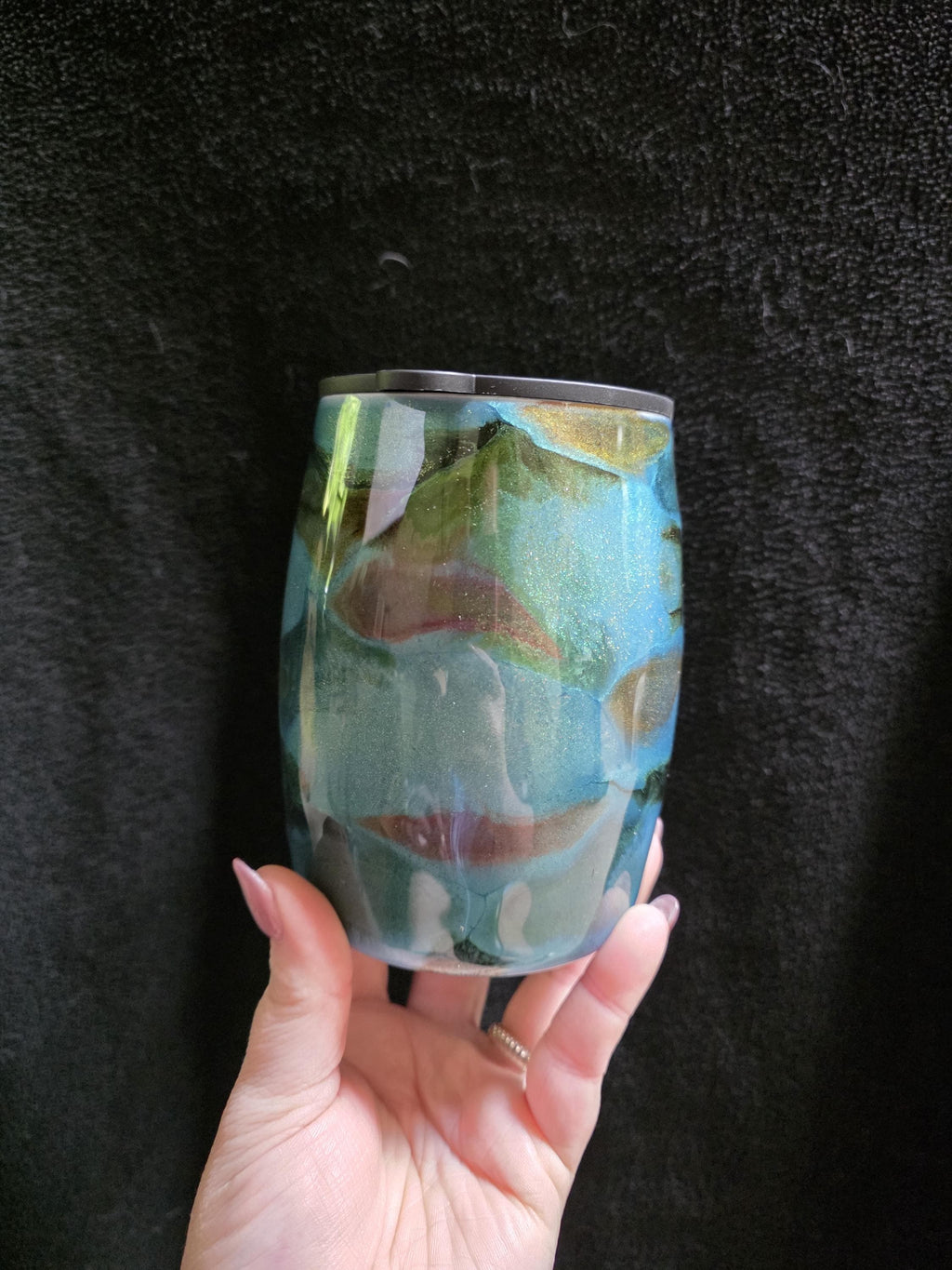 Blue & Green Color Shift Swirl - No Decal | 14oz Coffee Mug Stainless Steel Epoxy Mug