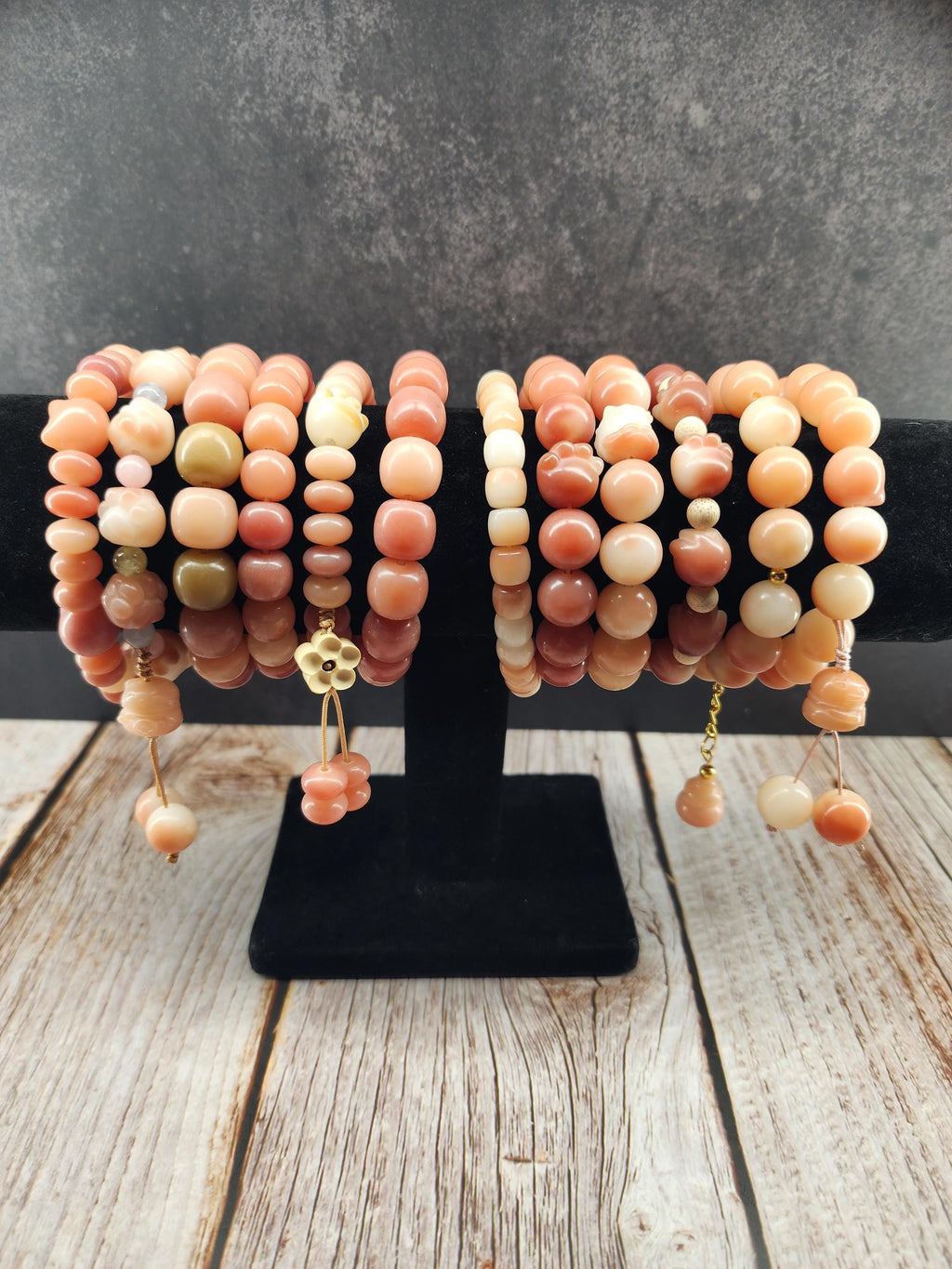 Natural Bodhi Seed Stretch Bracelet | Peachy Neutral