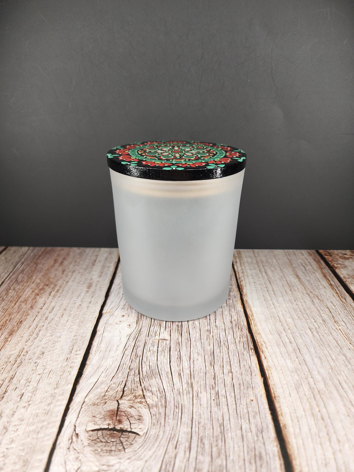 Frosted Glass Traditional Christmas Mandala Stash Jar