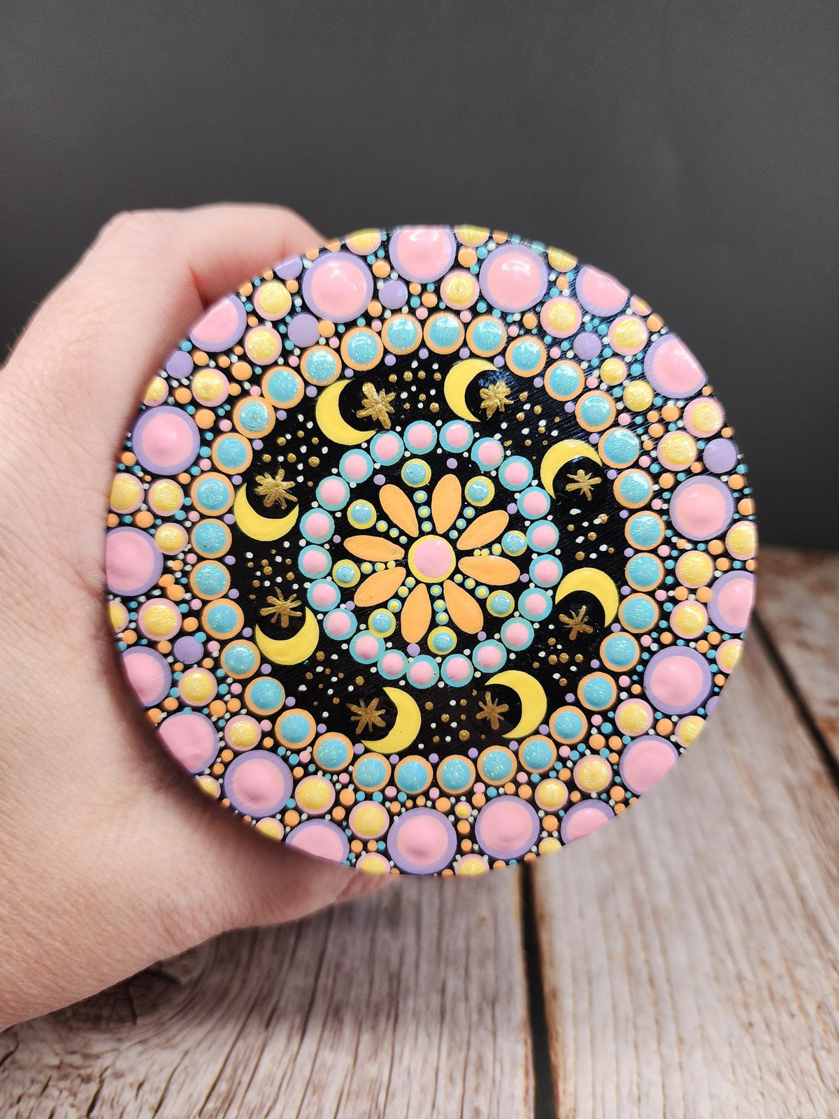 Pastel Crystal Moon Mandala Stash Jar