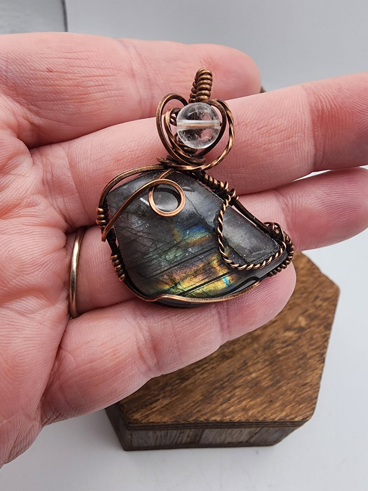 Labradorite Wire Wrapped Bird Pendant