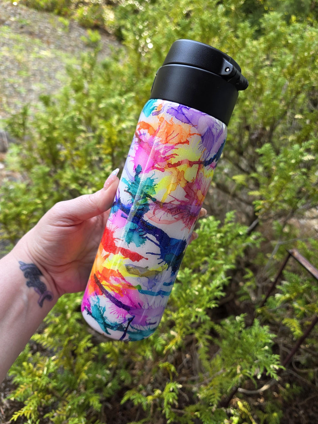 Hold On Let Me Overthink This Ink Splatter | 17oz Push Top Stainless Steel Epoxy Tumbler