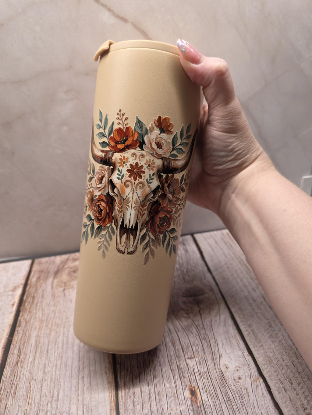 Western Bull Horns | Powder Coated Stainless Steel 24oz Tumbler
