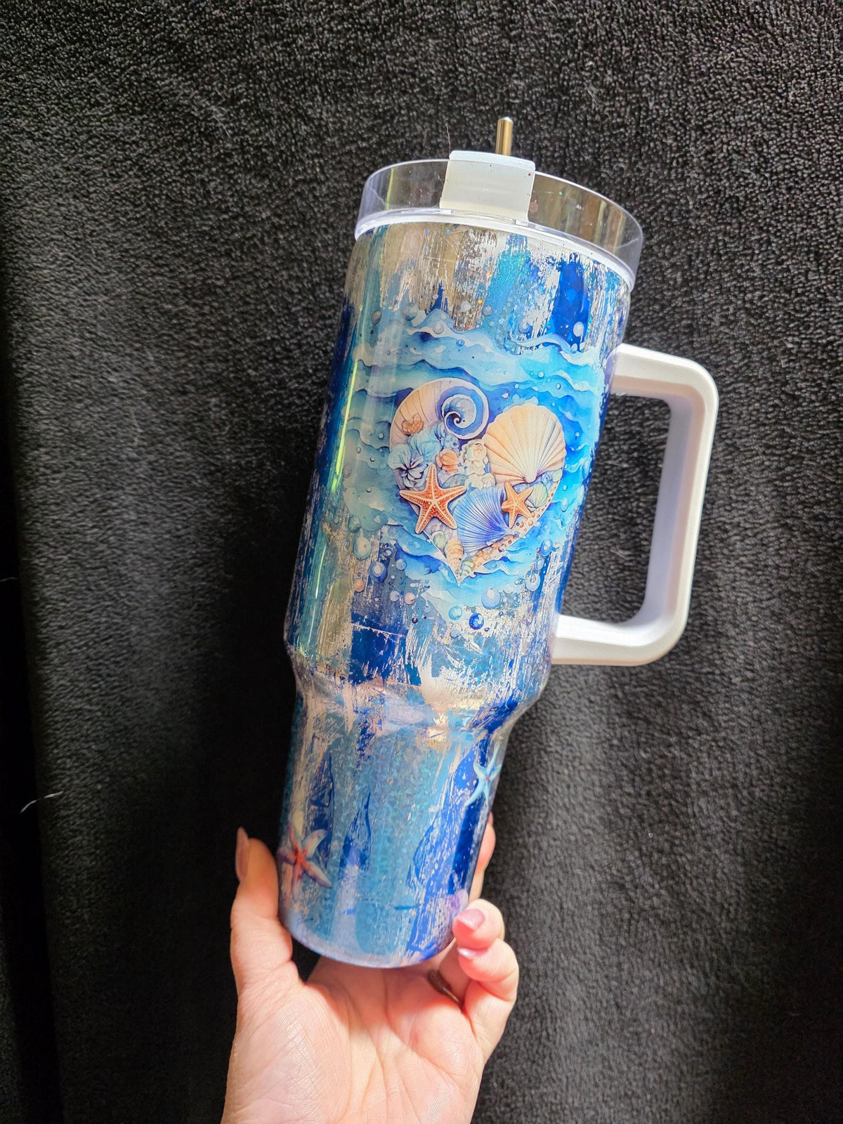 Beach Shells | 40oz Stainless Steel Epoxy Tumbler with Handle