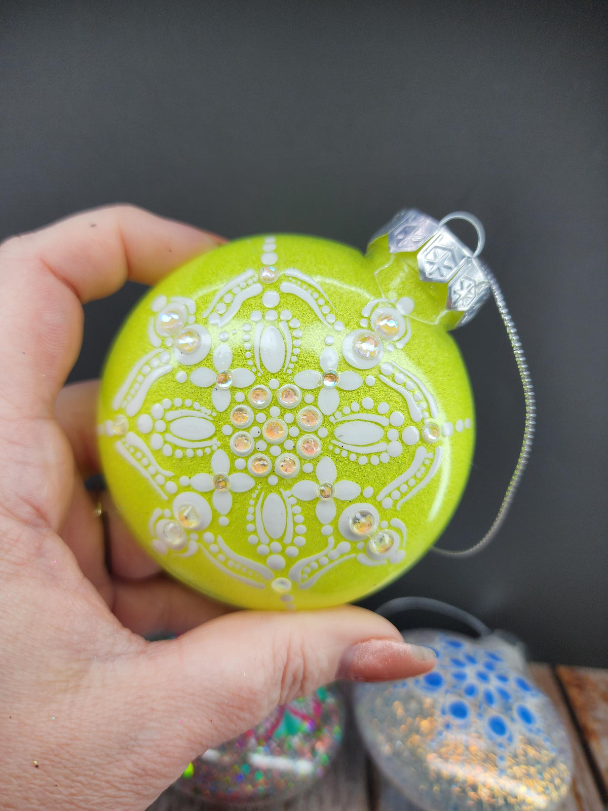 Unique Colors - Hand Painted Mandala Glitter Ornament | Shatter Proof & Pet Friendly