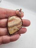 Crazy Lace Agate Teardrop Wire Wrapped Pendant