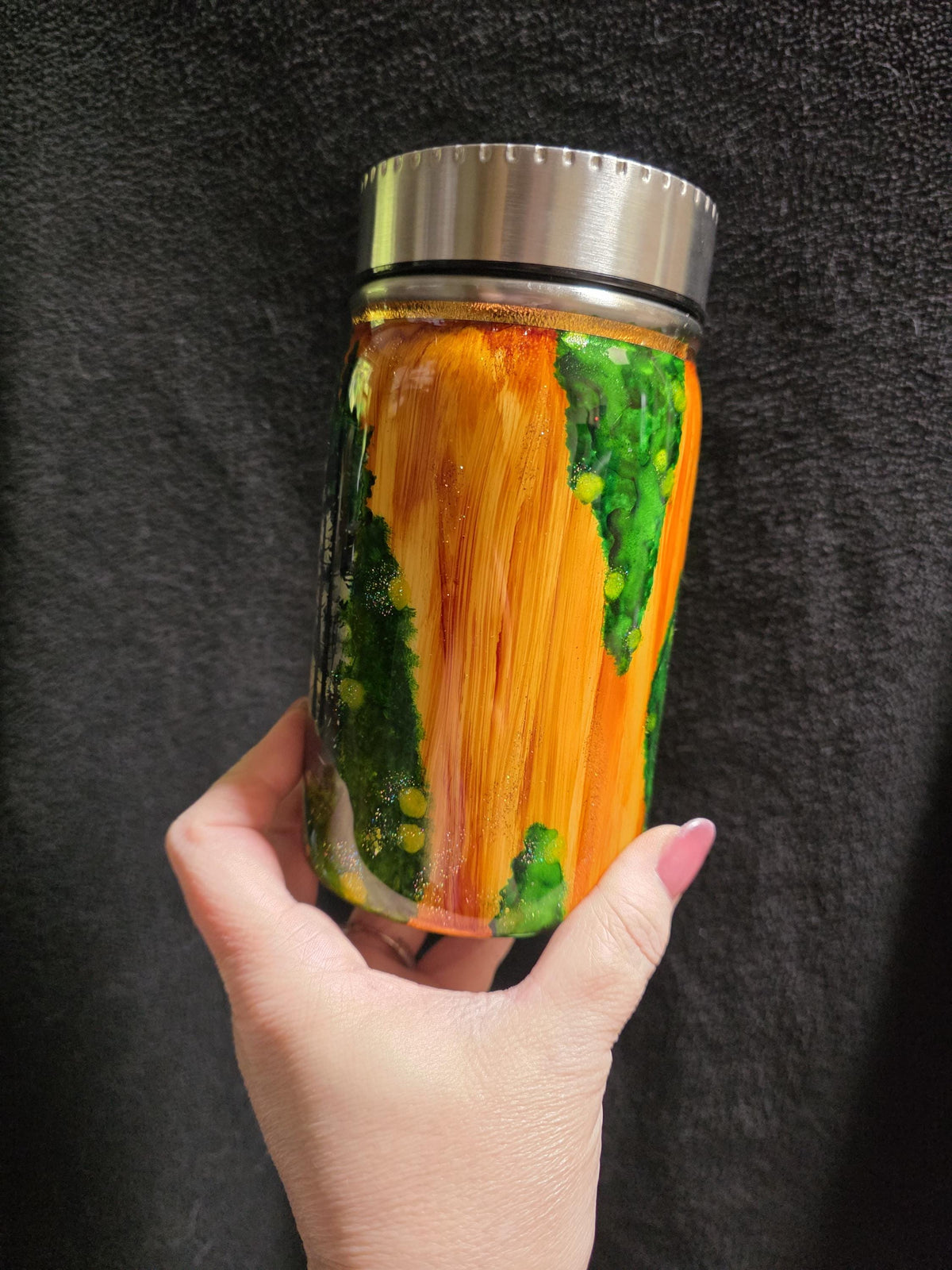 Mossy Cottage Wood Grain | 17oz Push Top Stainless Steel Epoxy Tumbler