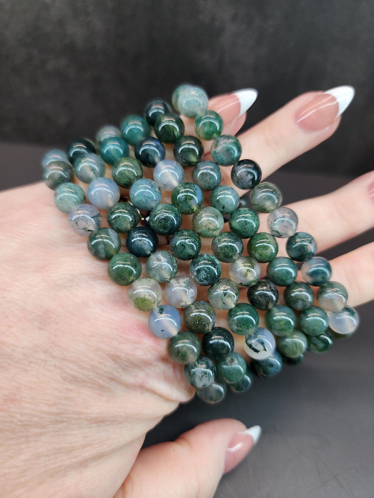 Natural Moss Agate 8mm Stretch Bracelet