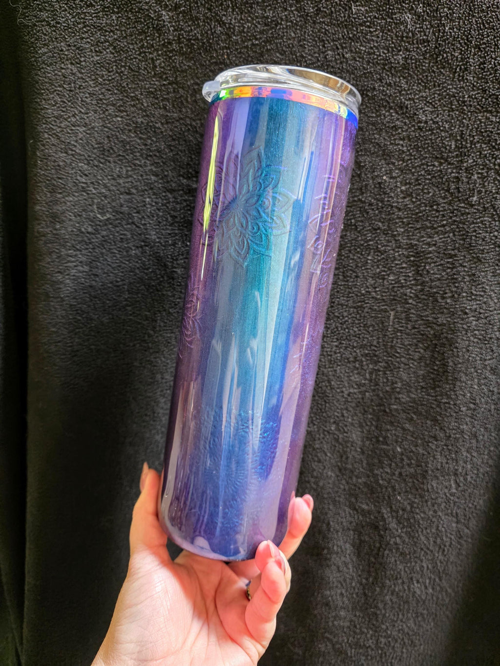 Embossed Mandalas Color Shift | 30oz Skinny Stainless Steel Epoxy Tumbler