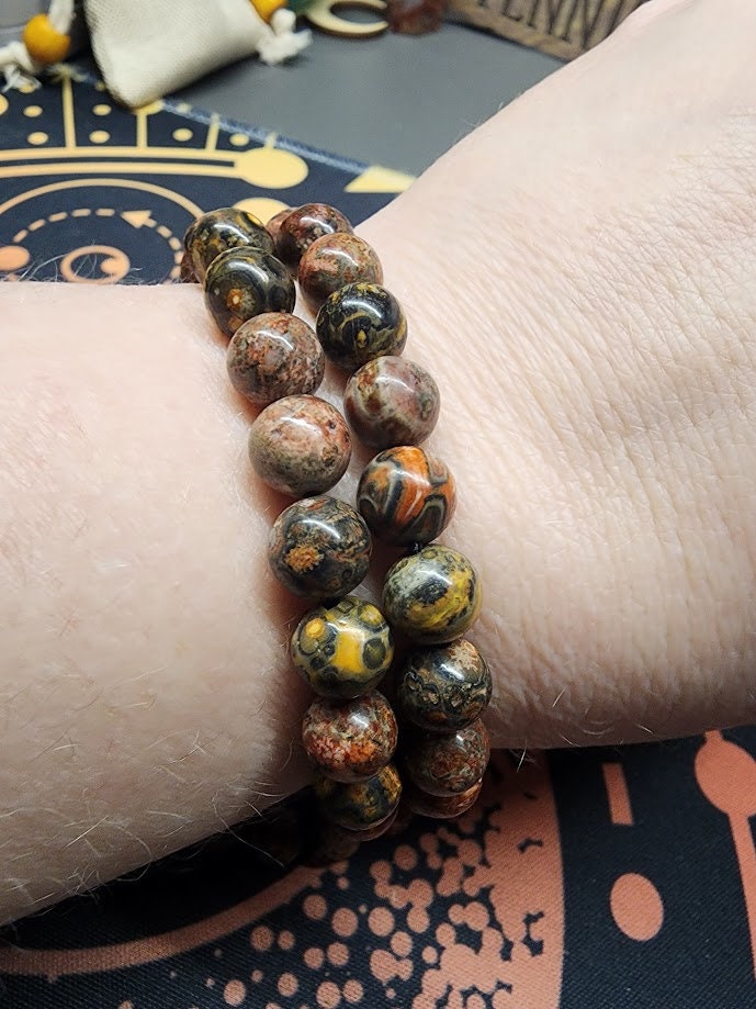 Natural Leopard Skin Jasper 8mm Stretch Bracelet