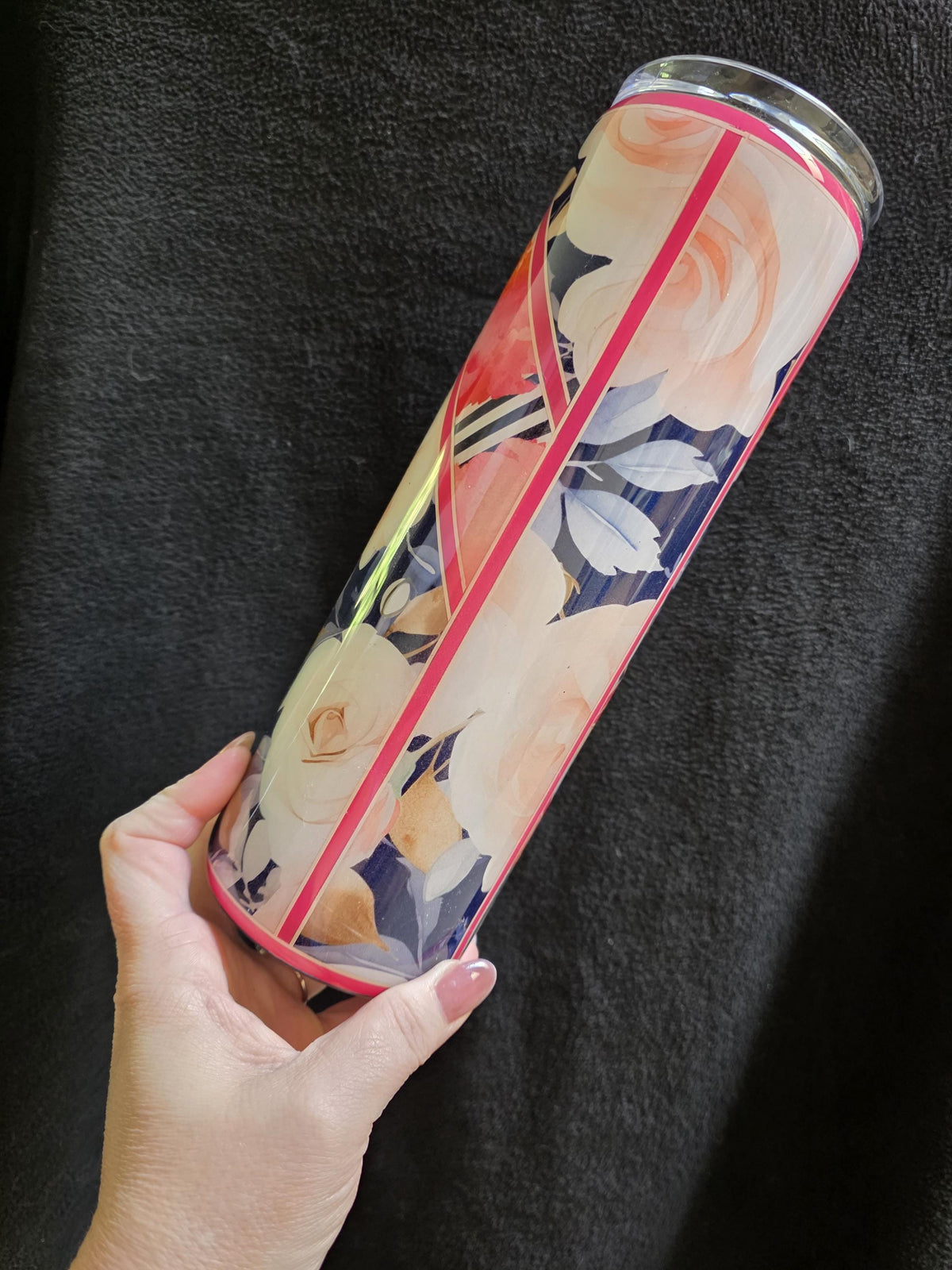 Navy & Pink Florals | 30oz Skinny Stainless Steel Epoxy Tumbler