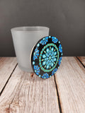 Frosted Glass Blue Christmas Mandala Stash Jar