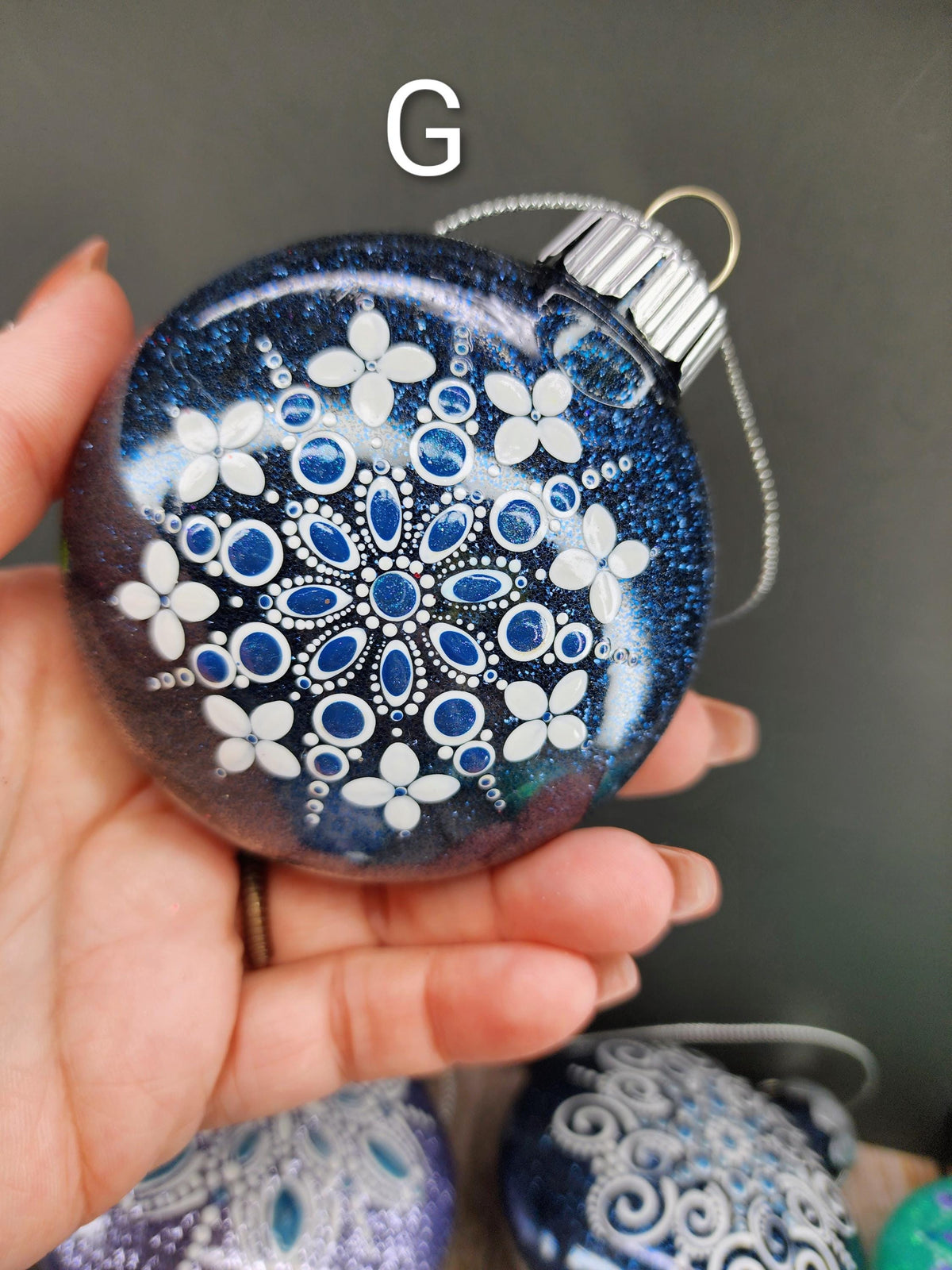Blues & Teals - Hand Painted Mandala Glitter Ornament | Shatter Proof & Pet Friendly