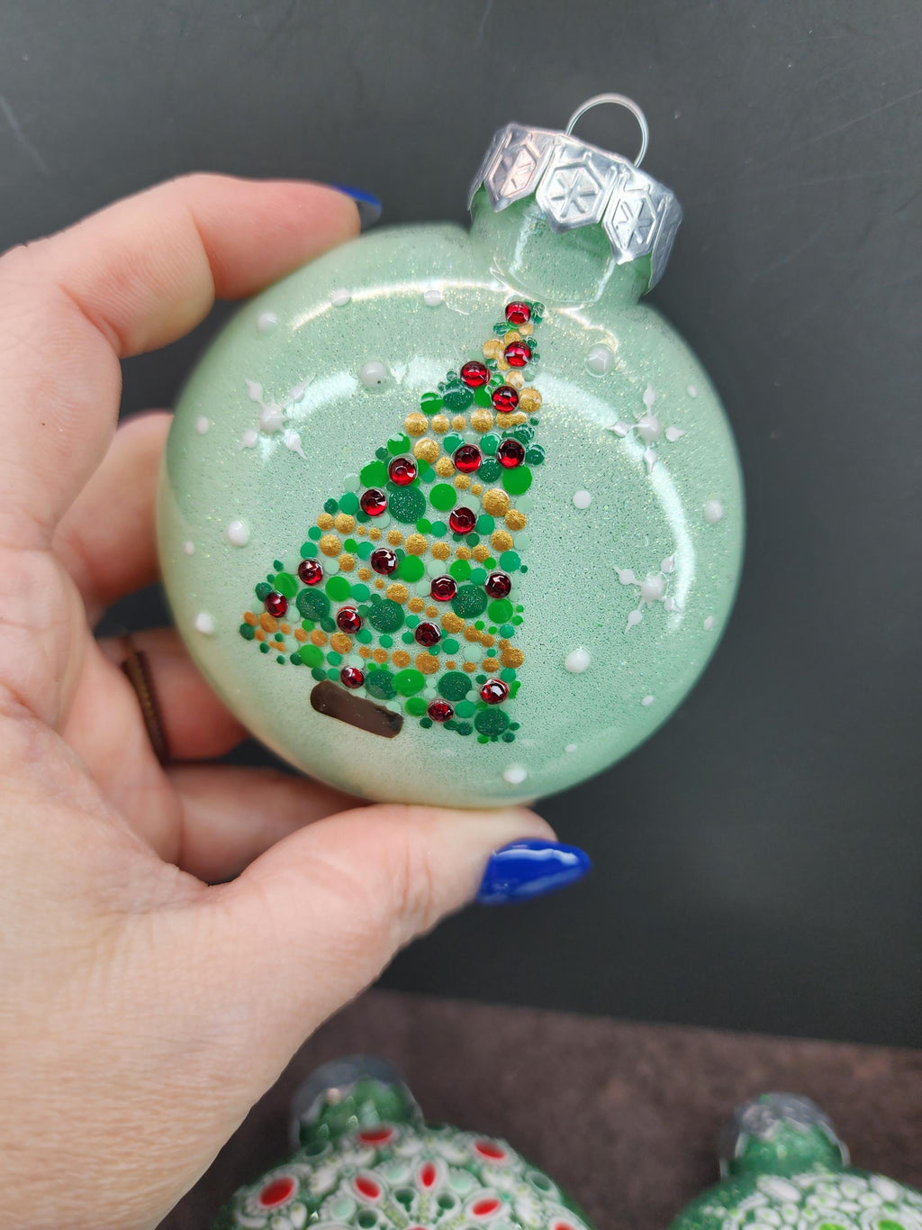 Greens - Hand Painted Mandala Glitter Ornament | Shatter Proof & Pet Friendly