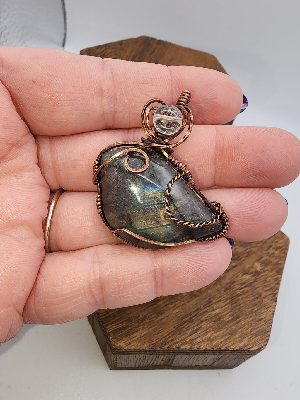 Labradorite Wire Wrapped Bird Pendant