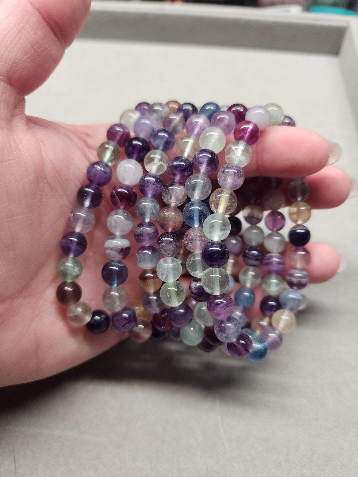 Natural Rainbow Fluorite 8mm Stretch Bracelet