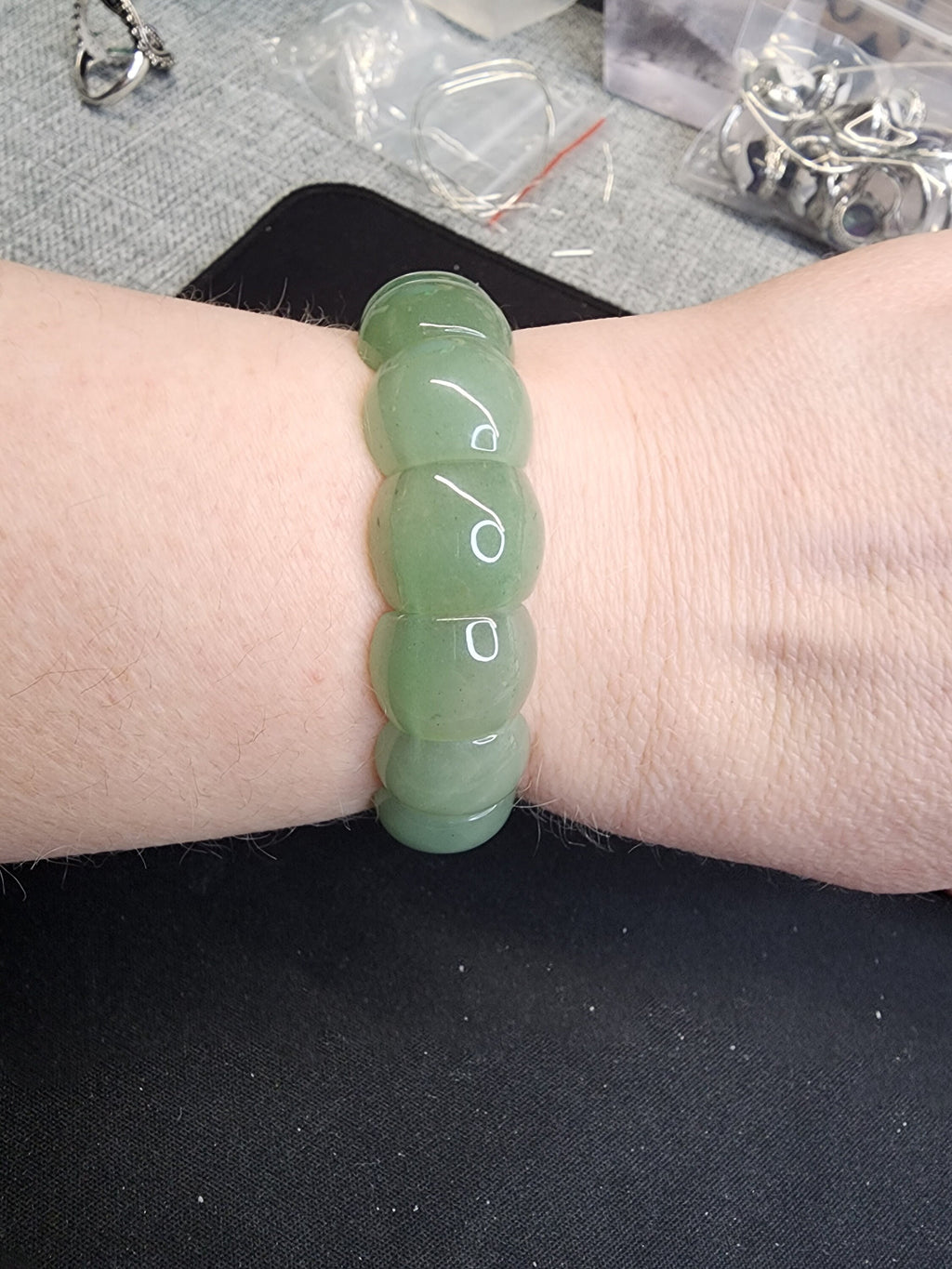 Natural Green Aventurine 18mm Stretch Bangle
