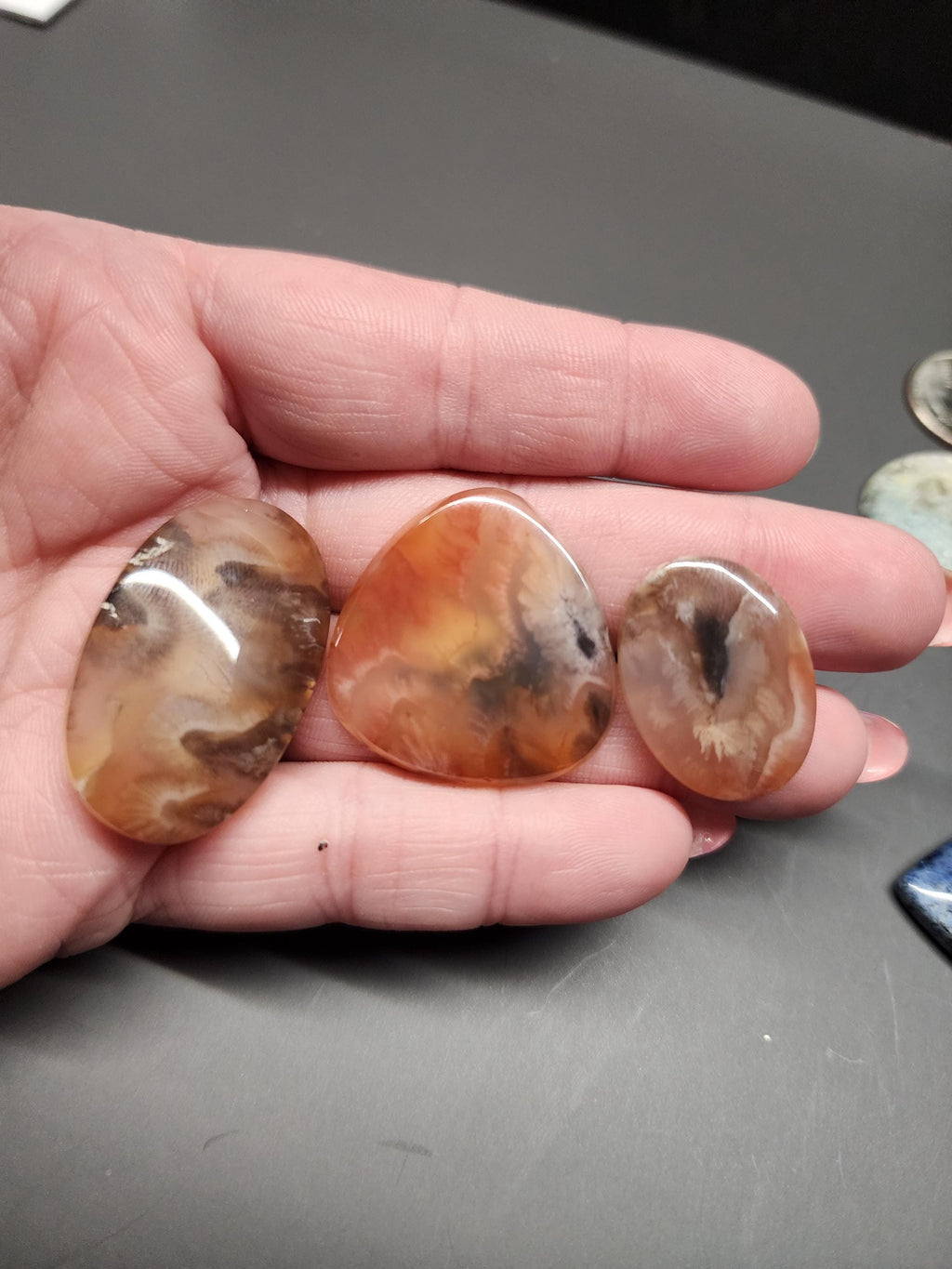 Bulk Lot - Mixed Material | Natural Cabochons - Andara Carnelian Plume Agate, Dumortierite, Brecciated Blue Chalcedony