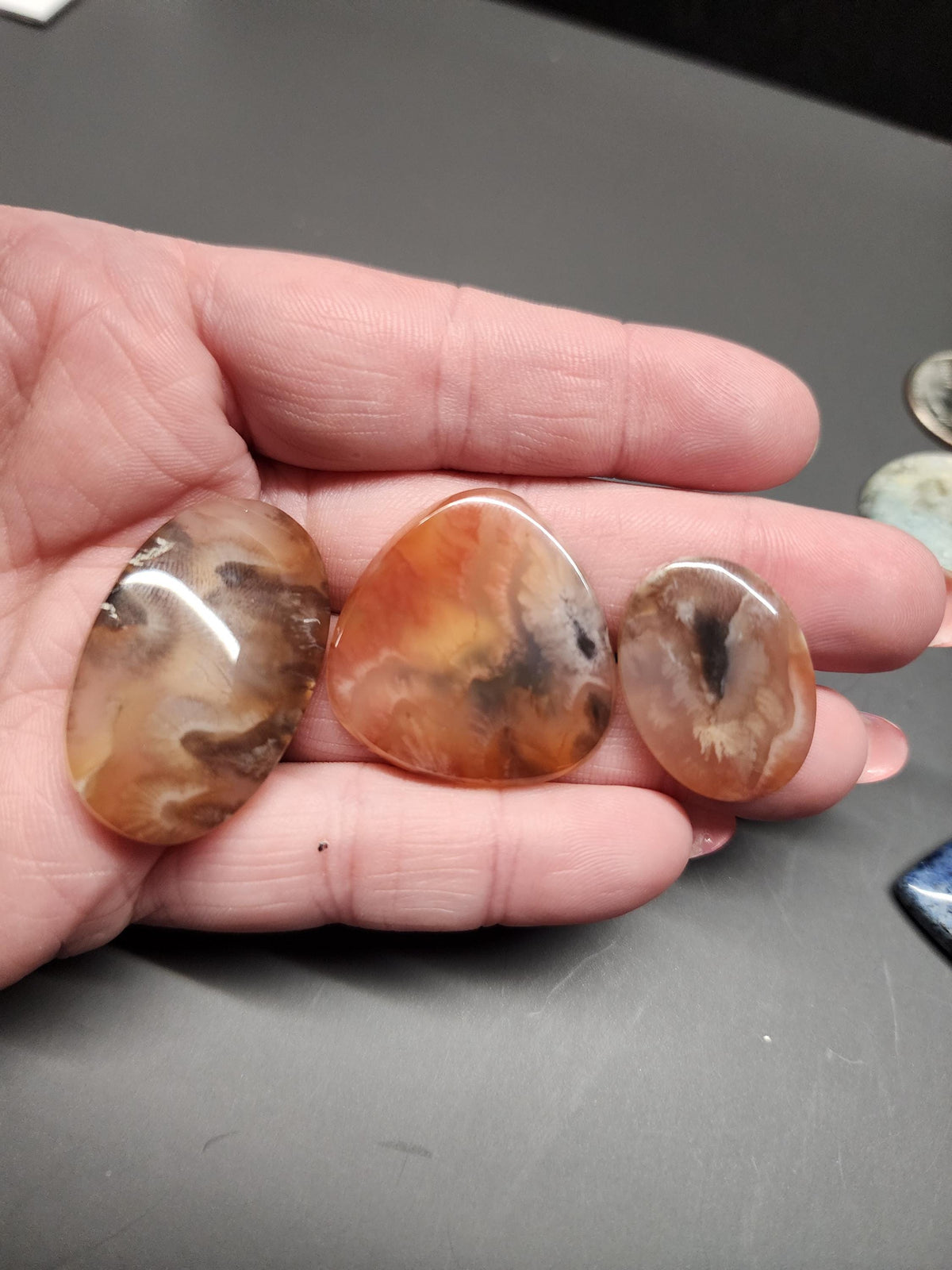 Bulk Lot - Mixed Material | Natural Cabochons - Andara Carnelian Plume Agate, Dumortierite, Brecciated Blue Chalcedony