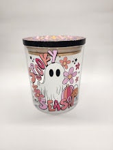 Spooky Season Ghost Mandala Stash Jar - Halloween
