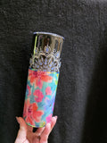 Mandala & Flowers - Hand Painted | 20oz Skinny Stainless Steel Epoxy Tumbler