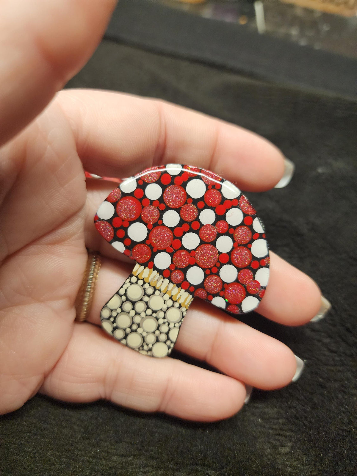 Hand Painted Red Mushrooms Magnet Set