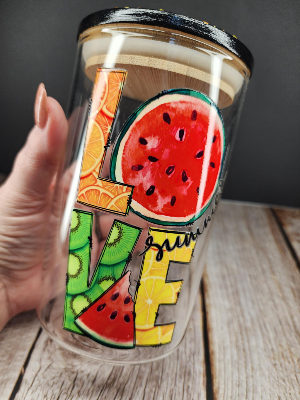 Love Summer Fruit Glass Mandala Stash Jar
