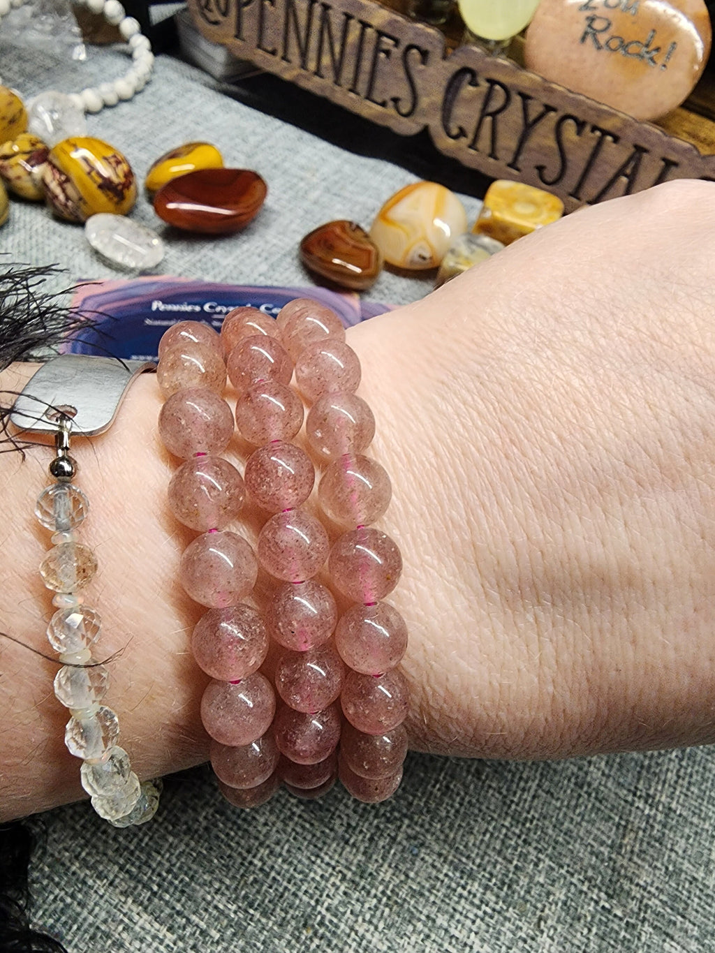 Natural Strawberry Quartz 8mm Stretch Bracelet