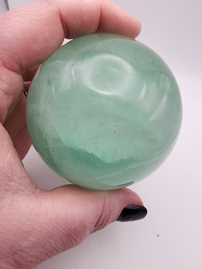 Large Vibrant Teal Green Natural Fluorite Sphere