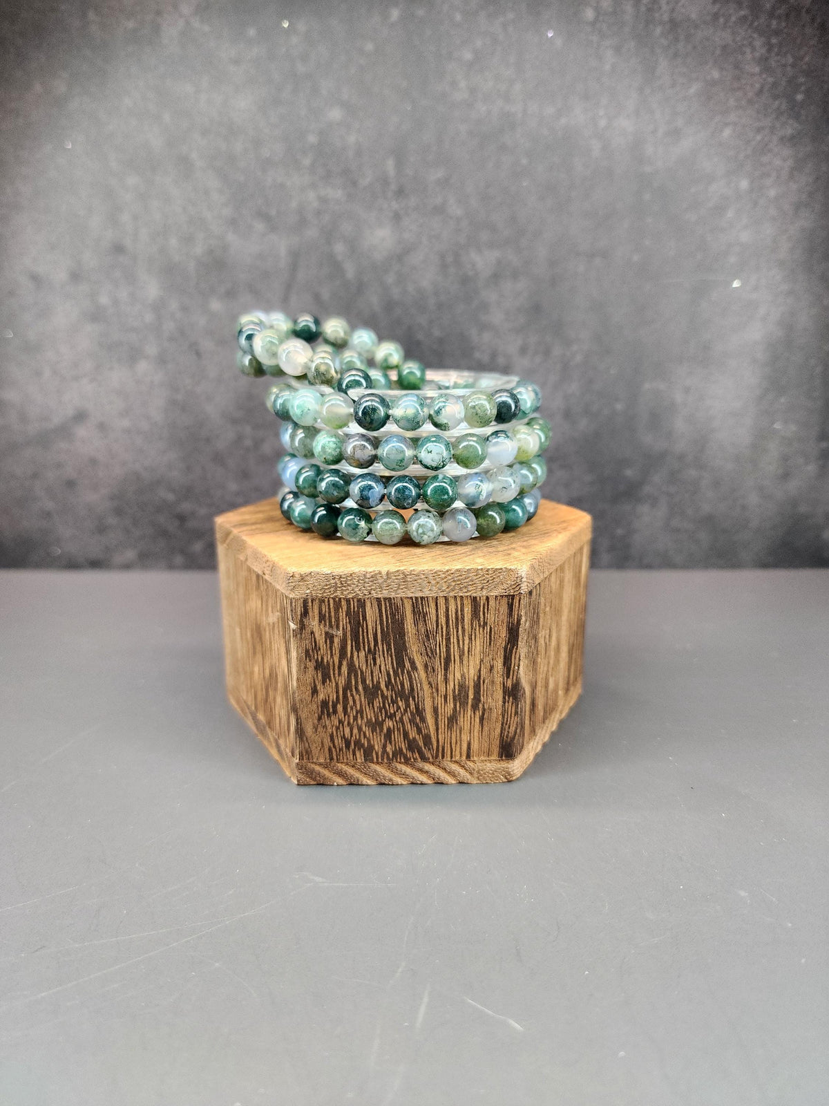 Natural Moss Agate 8mm Stretch Bracelet