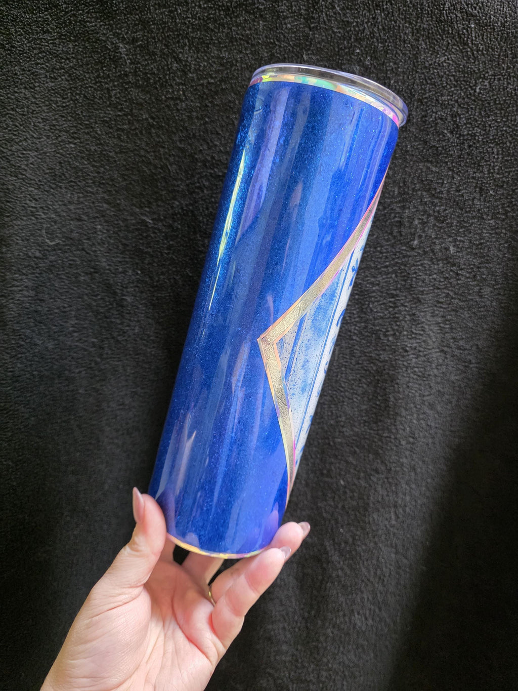 Blue Floral Diamond | 30oz Skinny Stainless Steel Epoxy Tumbler