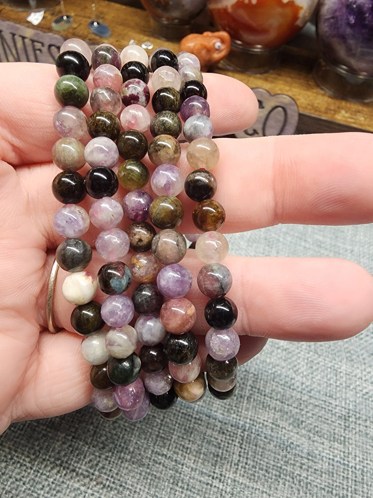 Natural Watermelon Tourmaline 6mm Stretch Bracelet