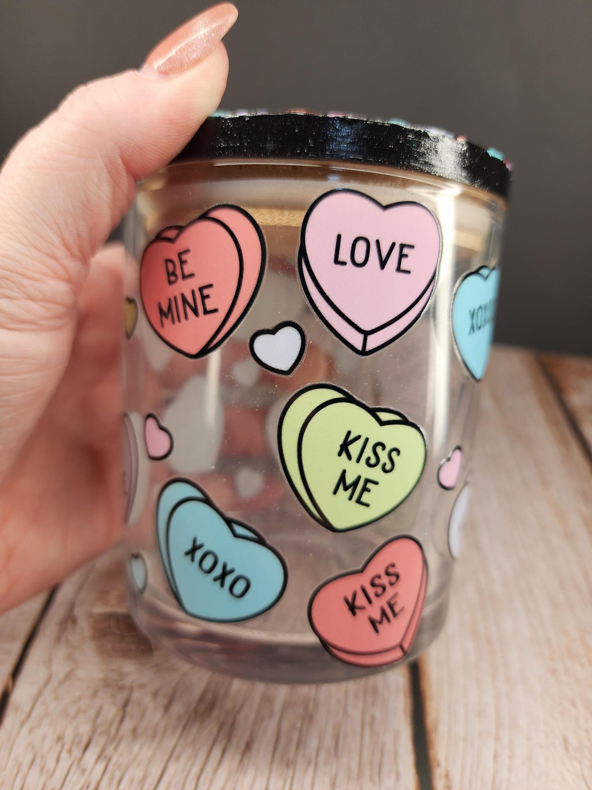 Pastel Love Hearts Dot Art Stash Jar
