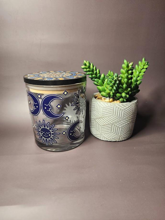 Blue Moon & Sun Mandala Stash Jar