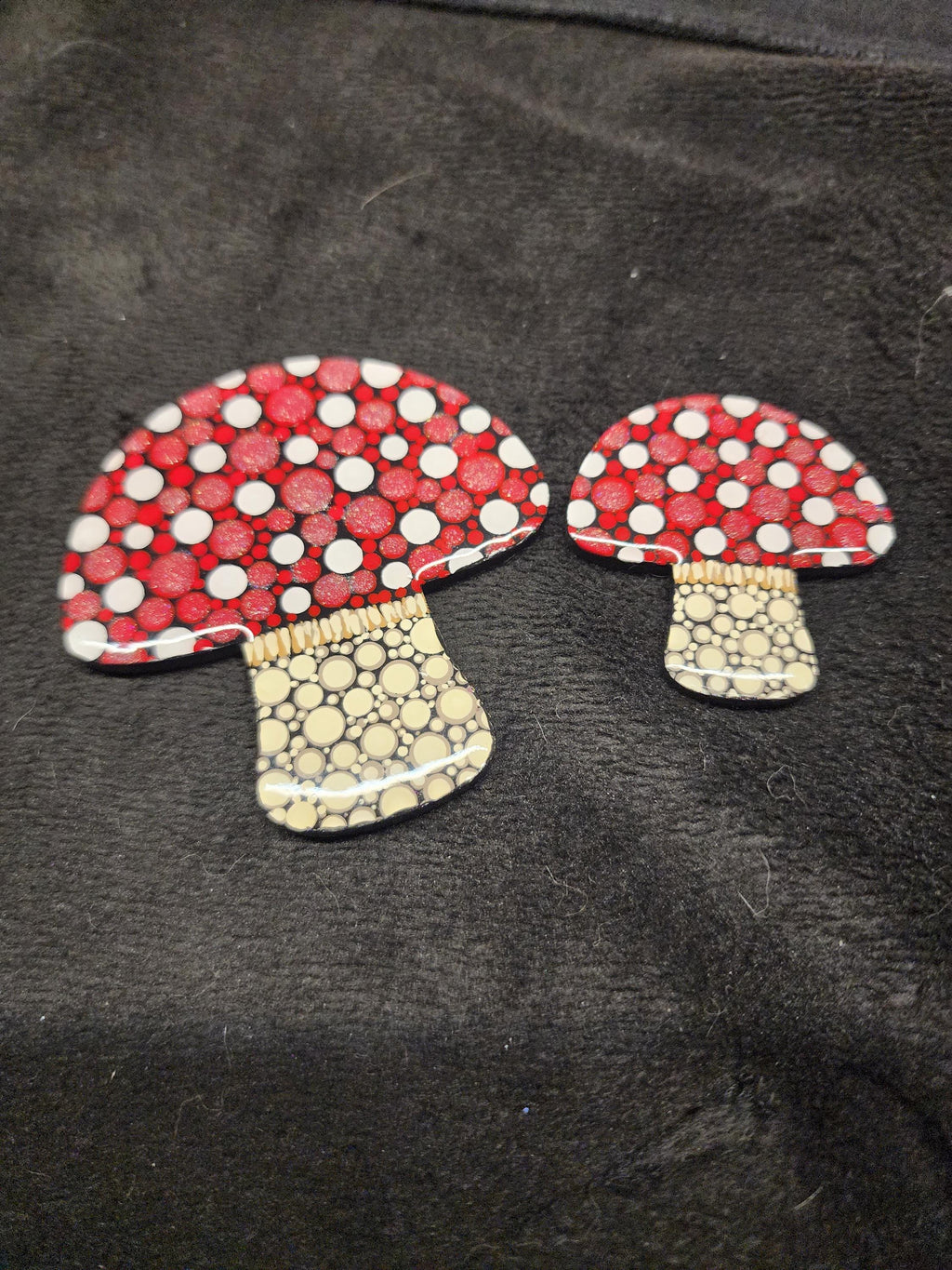 Hand Painted Red Mushrooms Magnet Set
