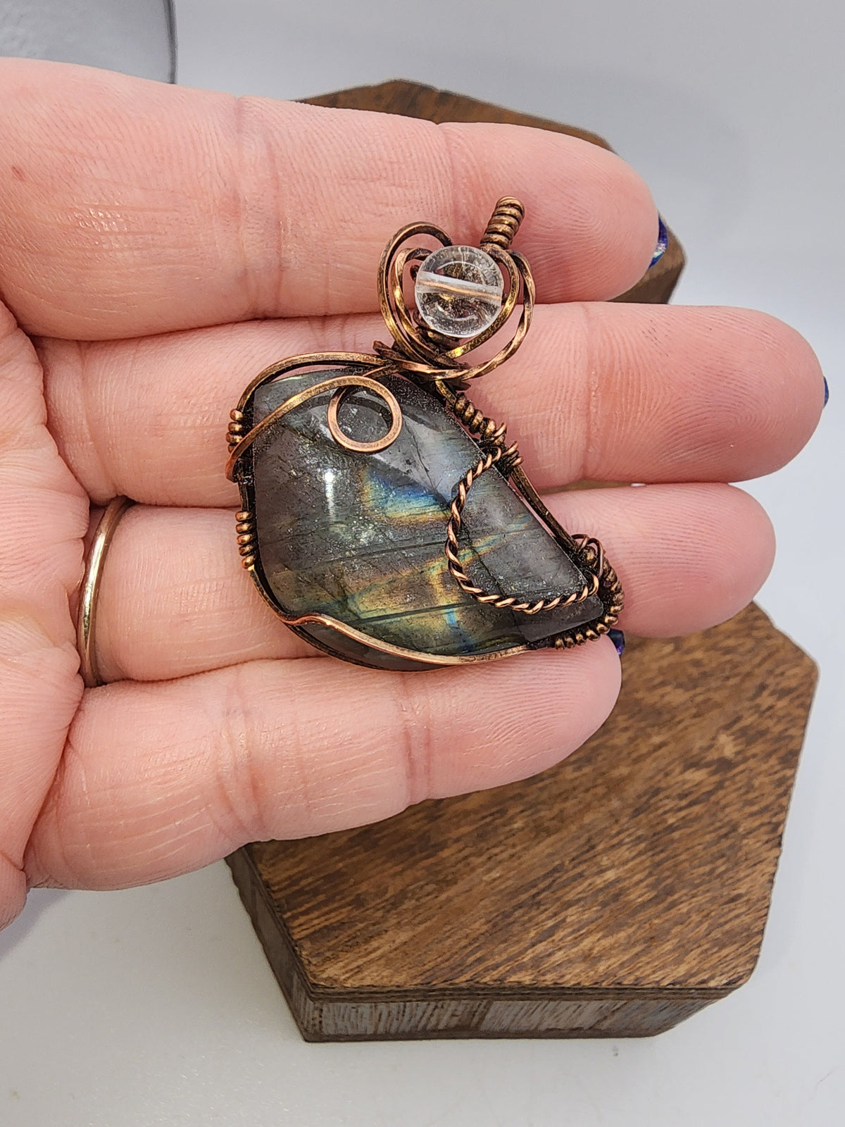 Labradorite Wire Wrapped Bird Pendant